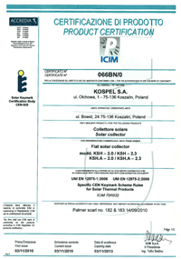 Solar Keymark Certificate